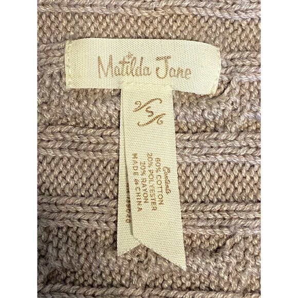 Matilda Jane Women's Mind's Eye Taupe Cable Knit Tasseled Cardigan Size Small - Picture 5 of 8